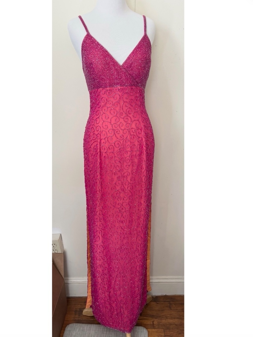 Cache Silk Fully Beaded Pink Dress